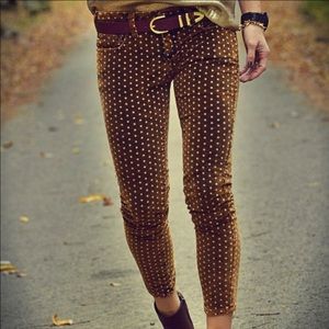 Trendy Free People brown polka dot pants!